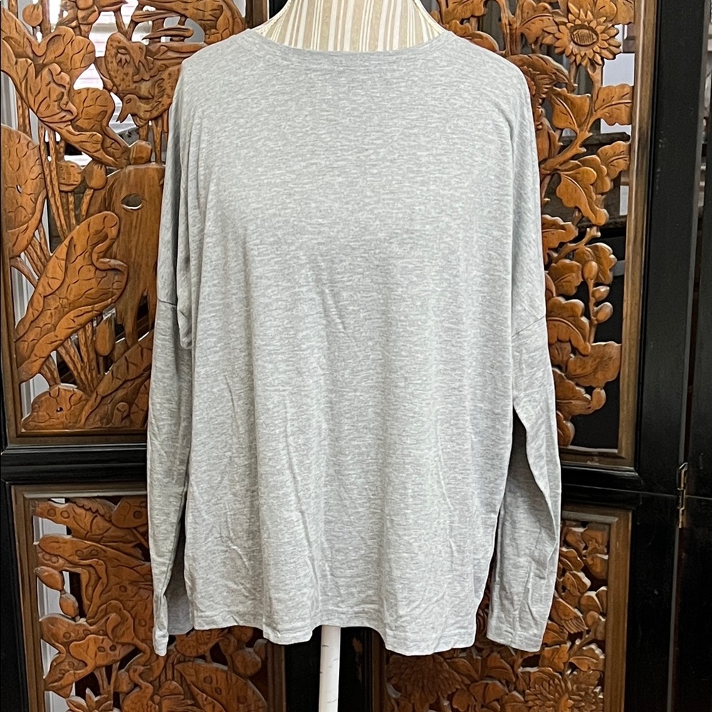 Elegant Heather Gray Long Sleeve Women's Top